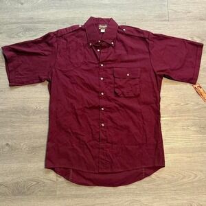 Vintage 80s Steinman Shooting Shirt XL NWT Burgundy Quilted Made in USA Boxy